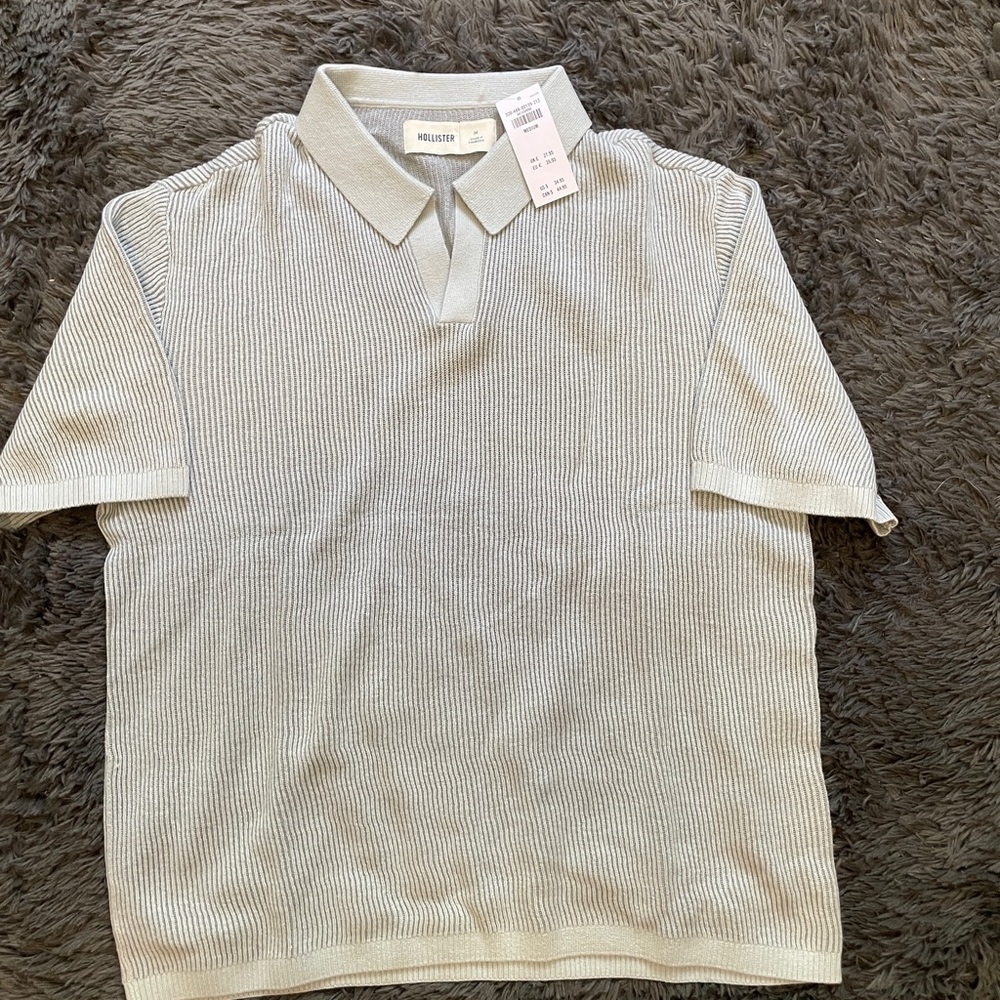 Hollister Men's Gray Boxy Sweater Polo (NWT)